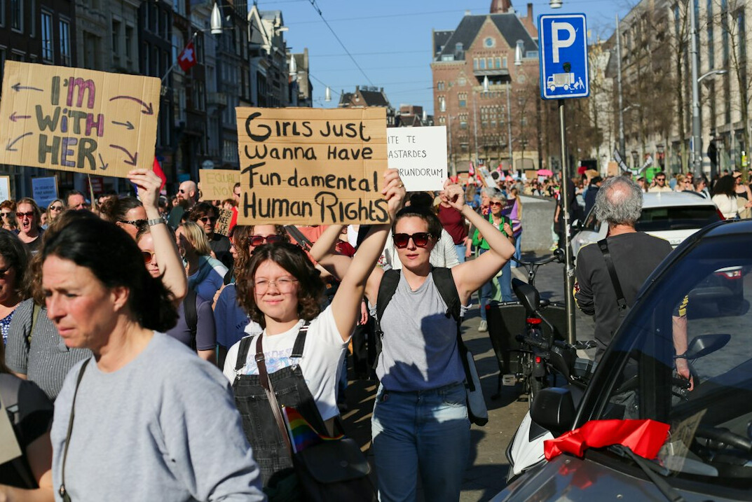 protest march in city