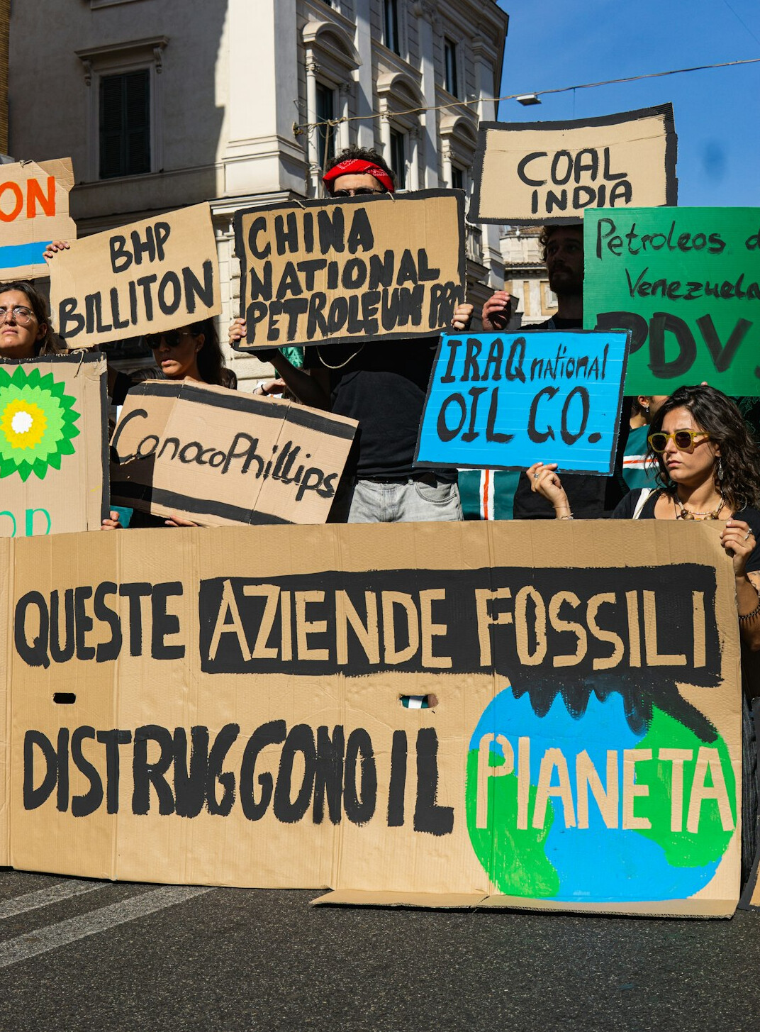 climate change protest with science signs
