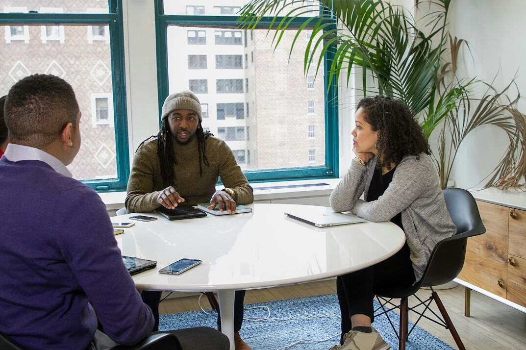 diverse people in discussion